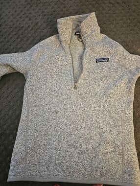 Patagonia Heather Gray Quarter-Zip Turtleneck Sweater